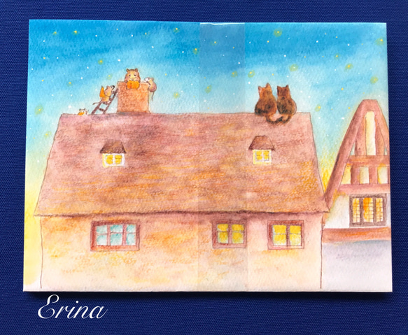 コッツウォルズのお家とネコさんのレターセット　シール付き 3枚目の画像