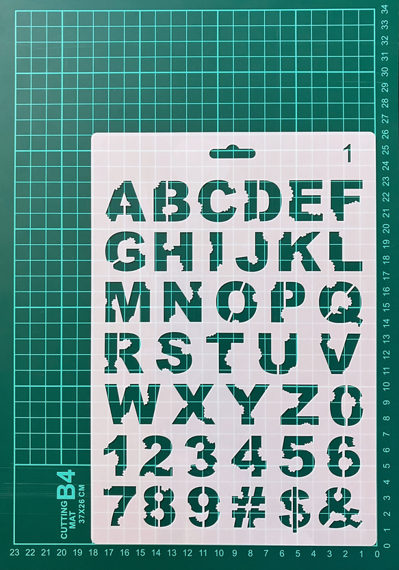 【M-53】 B5 ステンシルシート アルファベット 数字 6枚 セット 4枚目の画像