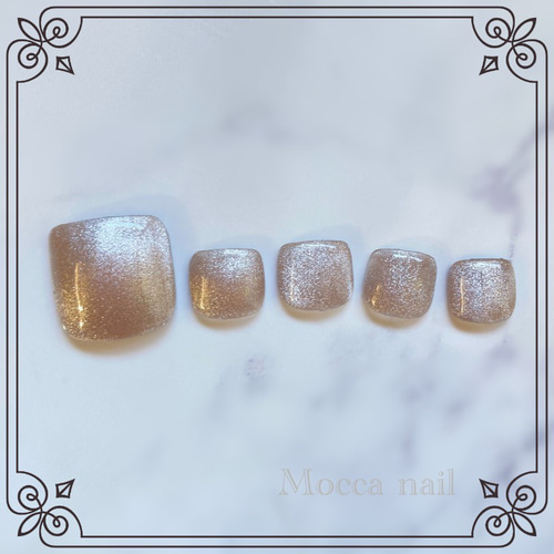 MG06】グレージュ マグネット ギャラクシー フットネイルチップ ネイル  