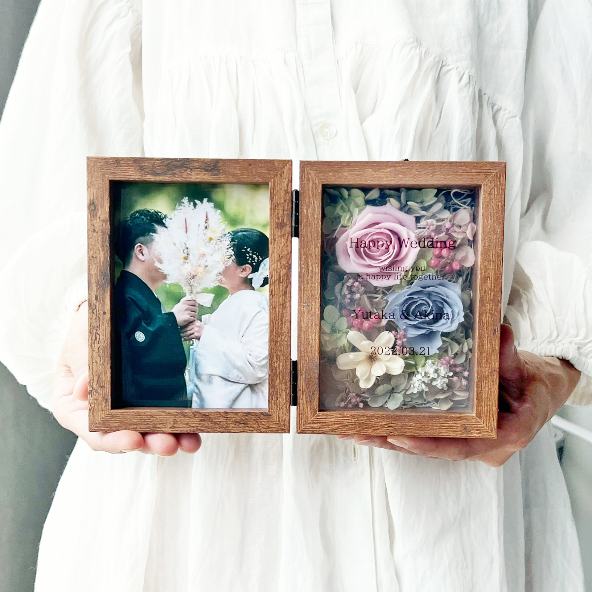 感謝価格＊写真立て　文字入れOK　7007 ミスティローズ　　 フォトフレーム　子育て感謝状　両親贈呈　還暦祝い　誕生日