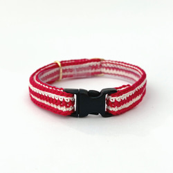 ボーダー　ハート　チャーム　猫さんにやさしい首輪【かぎ針編み　猫の首輪　猫　首輪　セーフティバックル　軽い】 11枚目の画像