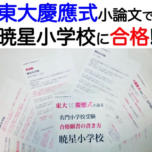 小学校受験 お受験 モンテッソーリ 願書 暁星小学校 過去問 願書