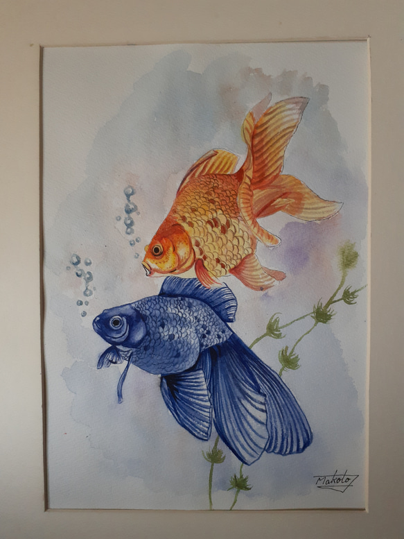 水彩画 金魚 絵画 makochin 通販 16309195｜Creema(クリーマ)
