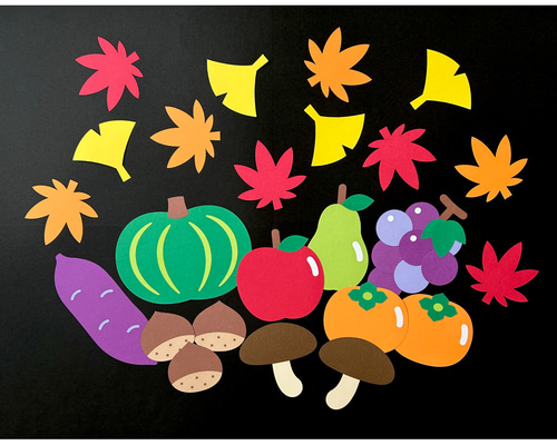 秋の味覚 壁面飾り 切り絵 ふわぽん 通販 16309265｜Creema(クリーマ)