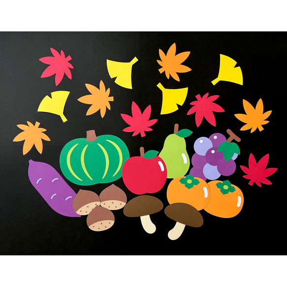 秋の味覚 壁面飾り 切り絵 ふわぽん 通販 16309265｜Creema(クリーマ