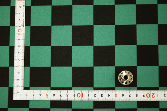 織錦格子（大）綠色/黑色【限定商品】☆布料寬度約37cm×長度50cm☆可連續切割（3162-G） 第3張的照片