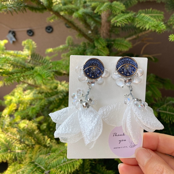 【otona♡otome】earring イヤリング　チェコガラス　青　ウエディング　ブライダル　結婚式494 4枚目の画像