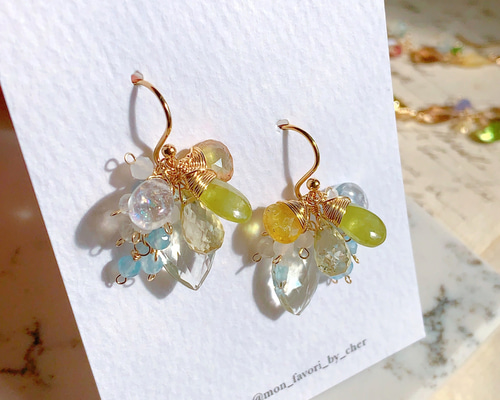 14kgf】天然石＊希少石スフェーンのピアス(イヤリング)_b ピアス