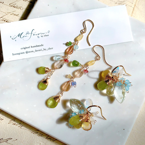 天然石 希少 スフェーン 痛くないイヤリング 送料無料】【受注生産