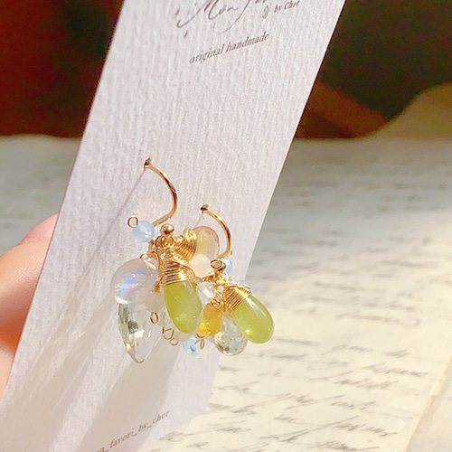 14kgf】天然石＊希少石スフェーンのピアス(イヤリング)_b ピアス