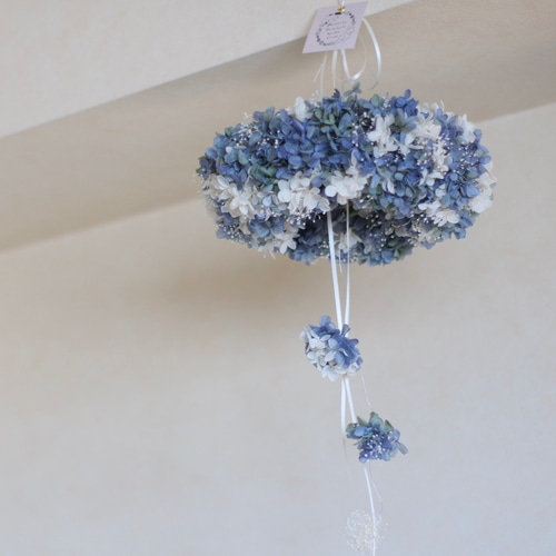 プリザーブドあじさいのフライングリース リース モリネコ工房 通販
