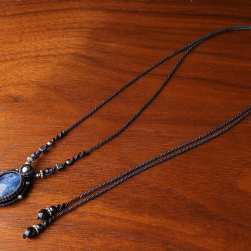 カイヤナイト ネパール産 ＊ マクラメペンダント なネックレス ⑤ 76ae73c131c12367cc5d7fc820dd57