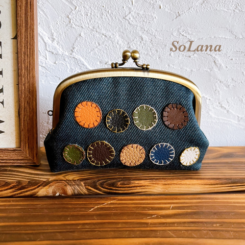 ちっちゃいまんまる×デニム◇親子がま口財布 三つ折り財布 SoLana 通販  