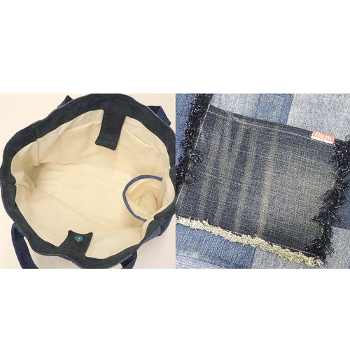 パッチワークフリンジトート リメイクデニム バリエーション