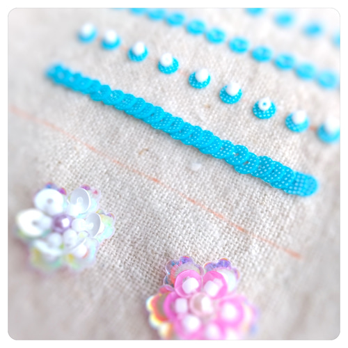キット】ビーズ刺繍スターター「きほんのき」 キット M*Blue
