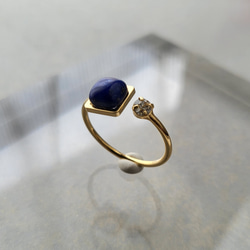 瑠璃色─Lapis Lazuli─  オープンリング　　フリーサイズ・天然石・誕生石 6枚目の画像