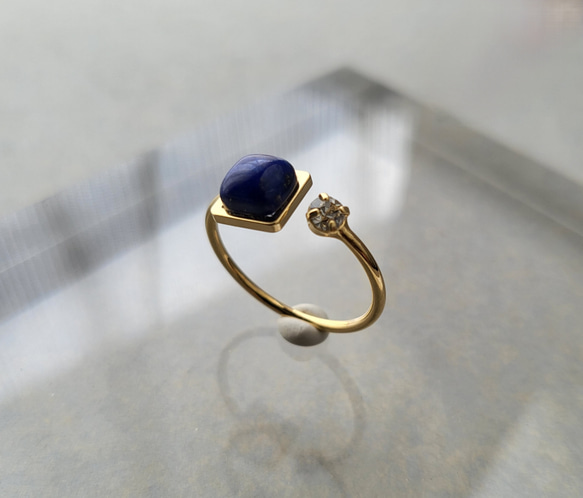 瑠璃色─Lapis Lazuli─  オープンリング　　フリーサイズ・天然石・誕生石 6枚目の画像