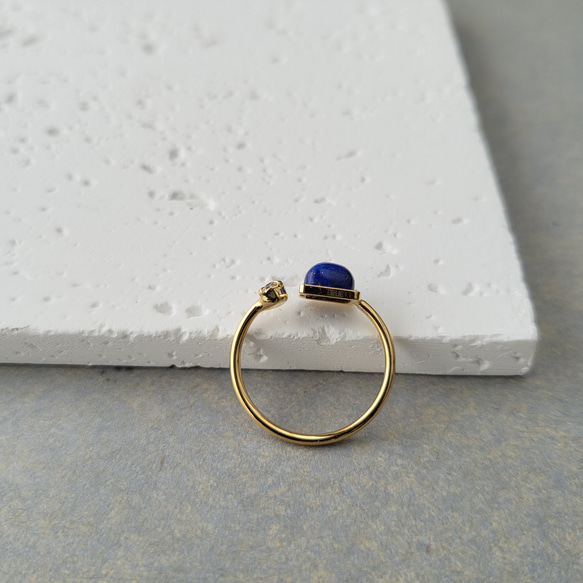瑠璃色─Lapis Lazuli─  オープンリング　　フリーサイズ・天然石・誕生石 5枚目の画像