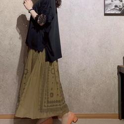 ふんわり後染めボイルプリント　フレアふんわり　ギャザースカート　ロング　マキシ　上質 5枚目の画像