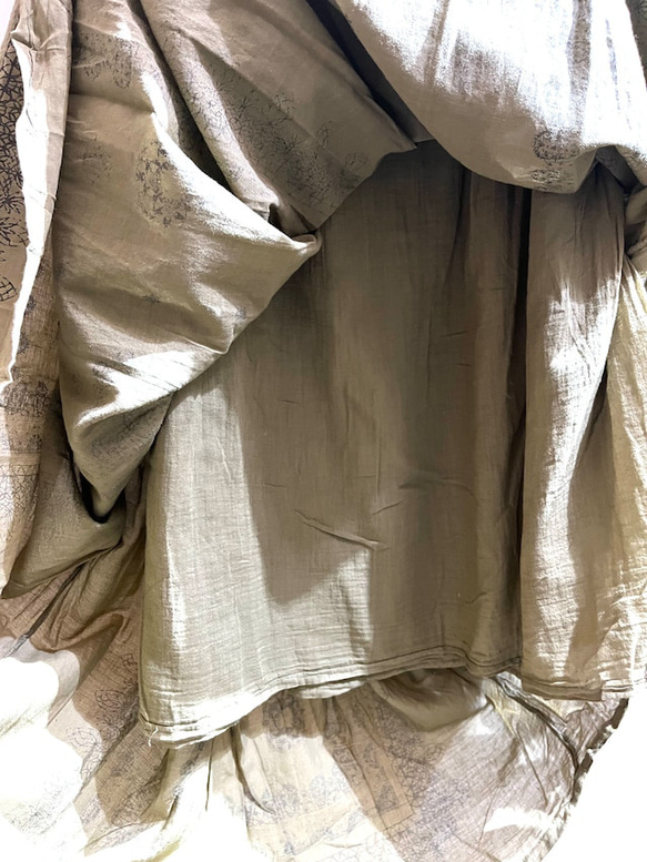ふんわり後染めボイルプリント　フレアふんわり　ギャザースカート　ロング　マキシ　上質 11枚目の画像