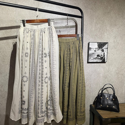 ふんわり後染めボイルプリント　フレアふんわり　ギャザースカート　ロング　マキシ　上質 8枚目の画像