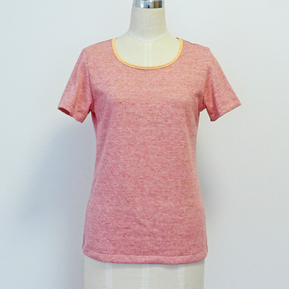 オーガニックコットン　ラウンドネックＴシャツ　赤　受注生産 2枚目の画像