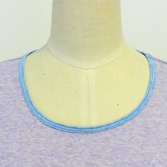 オーガニックコットン　ラウンドネックＴシャツ　パープル　受注生産 5枚目の画像