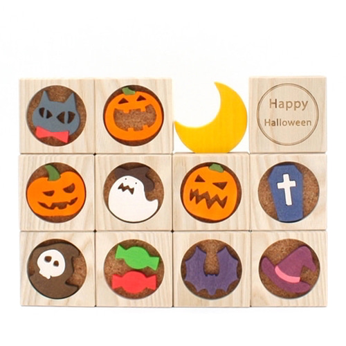 森林工芸館】ハロウィンブロック ハロウィン飾り ハロウィン置物