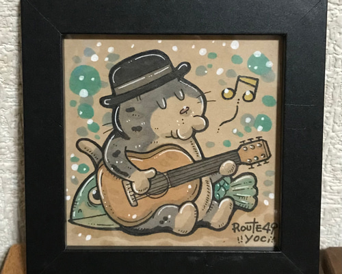 猫ブルース】音楽 猫 原画 アート 絵 イラスト イラスト yoc