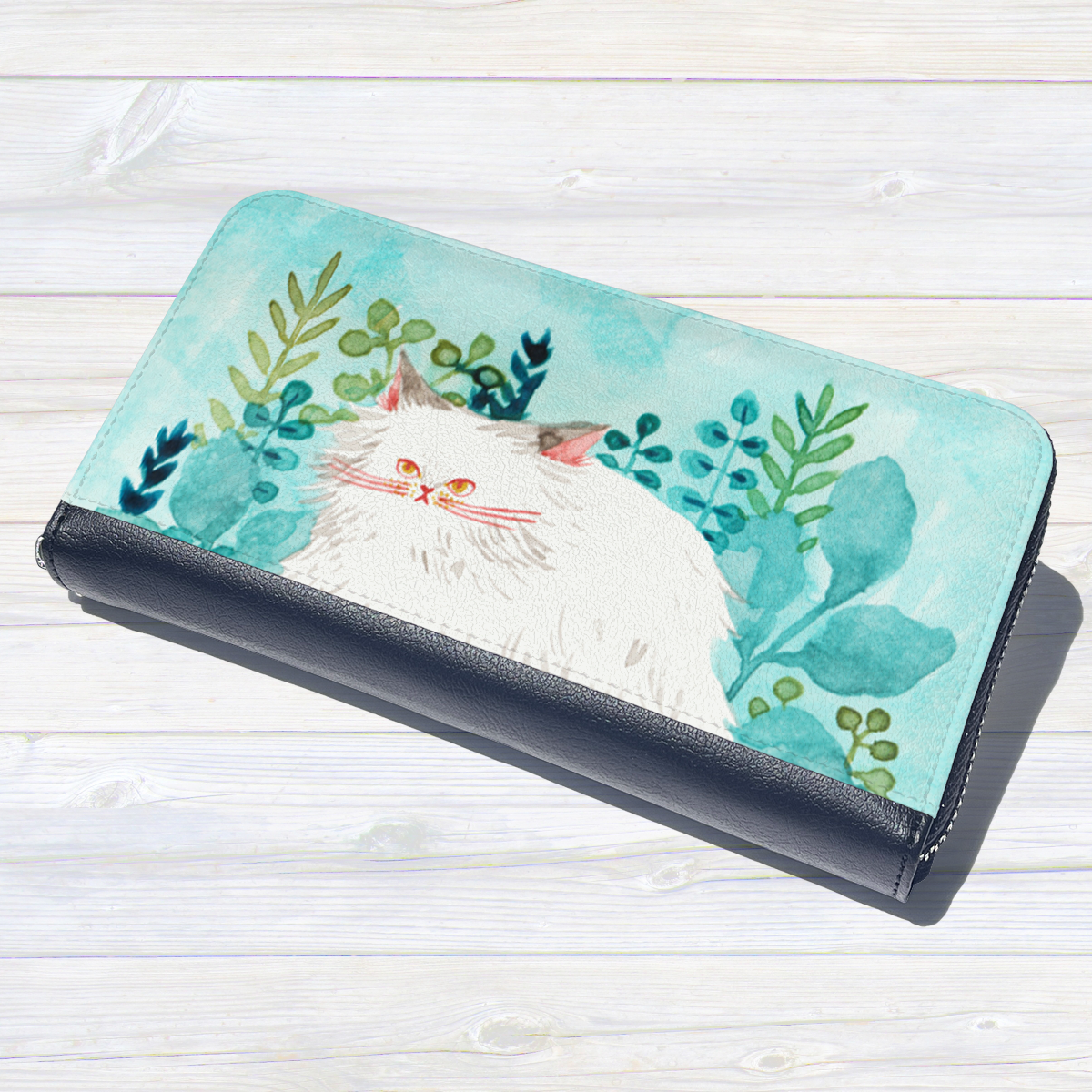 ★長財布 オリジナルオーダー財布【 ネコの名前はエリザベス】名入れもできます！