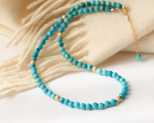 フーベイターコイズ大粒タンブルビーズネックレス ターコイズ