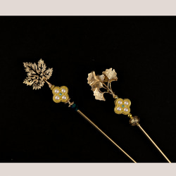 銅カエデの葉イチョウの葉手作りヘアピンヘアピン漢服アクセサリー 4枚目の画像