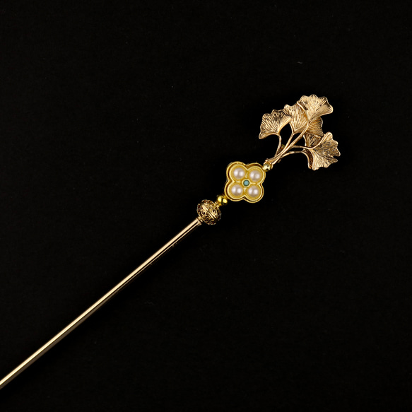 銅カエデの葉イチョウの葉手作りヘアピンヘアピン漢服アクセサリー 7枚目の画像