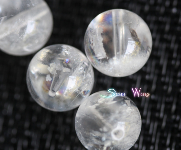 レインボーホワイトファントムクォーツ ラウンド約10.4～10.8mm☆3粒