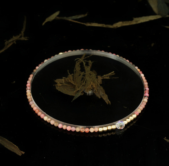 輕奢風黑紅紋石14K包金 GF Swarovski 配珠水晶手鍊 ( Rhodochrosite  Bracelet ) 第7張的照片