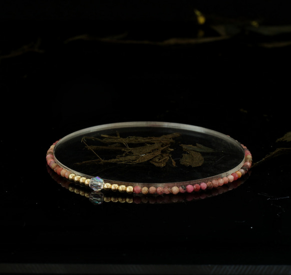 輕奢風黑紅紋石14K包金 GF Swarovski 配珠水晶手鍊 ( Rhodochrosite  Bracelet ) 第1張的照片