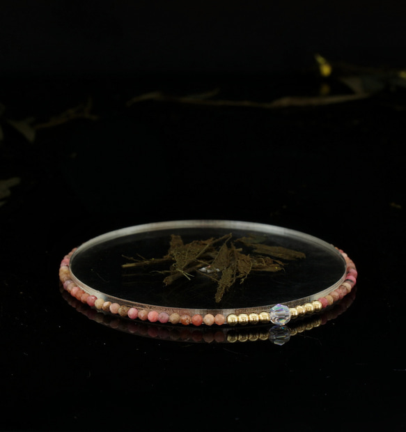 輕奢風黑紅紋石14K包金 GF Swarovski 配珠水晶手鍊 ( Rhodochrosite  Bracelet ) 第3張的照片