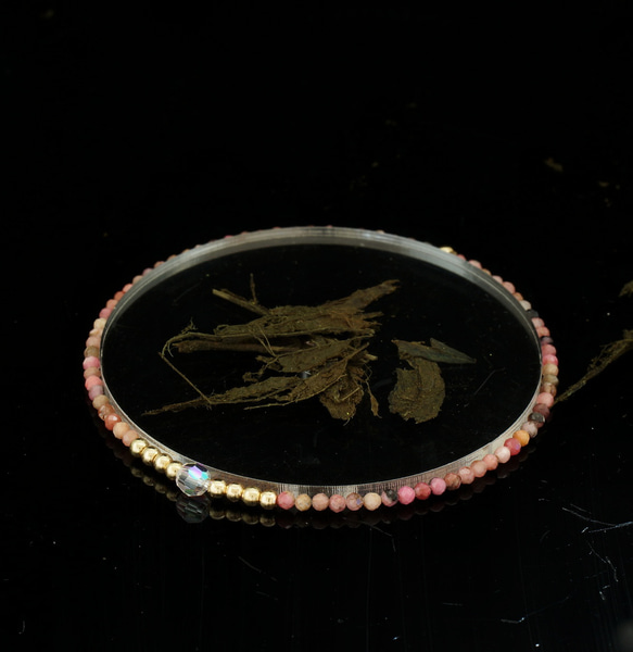 輕奢風黑紅紋石14K包金 GF Swarovski 配珠水晶手鍊 ( Rhodochrosite  Bracelet ) 第5張的照片