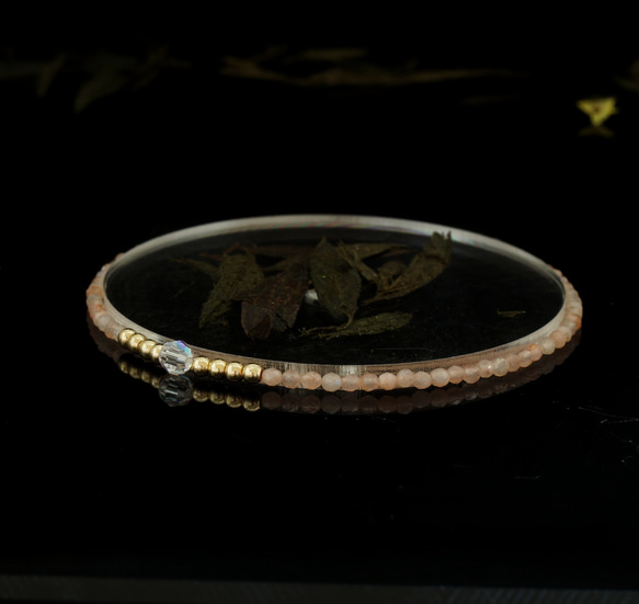 輕奢風橙拉長石14K包金 GF Swarovski 配珠水晶手鍊 ( Labradorite Bracelet ) 第4張的照片