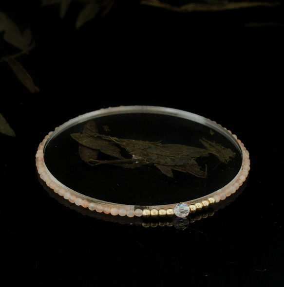 輕奢風橙拉長石14K包金 GF Swarovski 配珠水晶手鍊 ( Labradorite Bracelet ) 第7張的照片