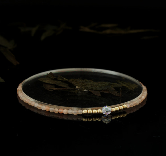 輕奢風橙拉長石14K包金 GF Swarovski 配珠水晶手鍊 ( Labradorite Bracelet ) 第2張的照片