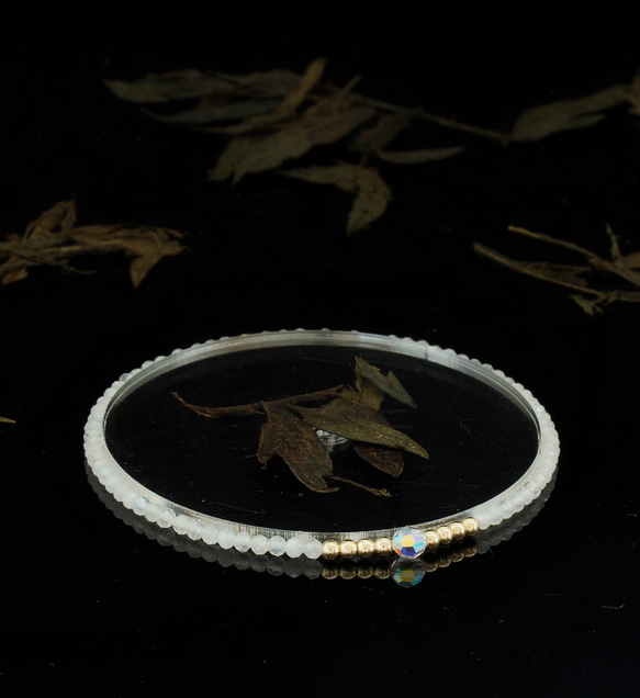輕奢風藍月亮石14K包金 GF Swarovski 配珠水晶手鍊 ( Moonstone Bracelet ) 第5張的照片
