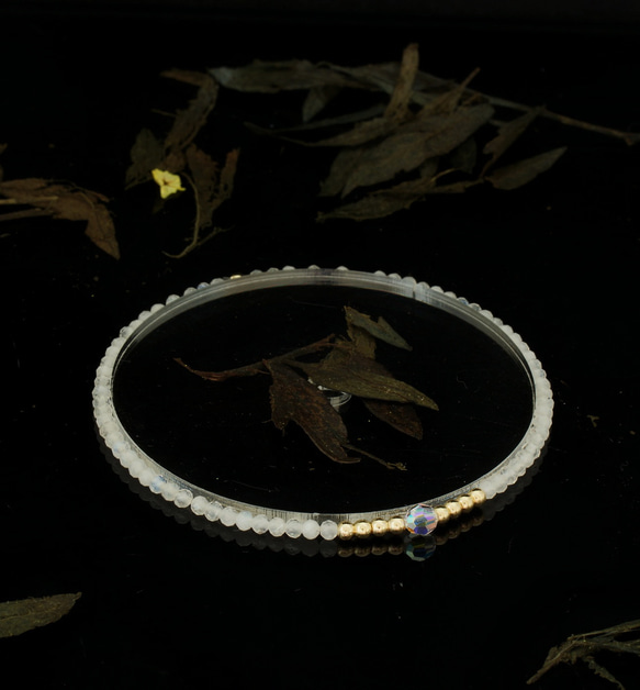 輕奢風藍月亮石14K包金 GF Swarovski 配珠水晶手鍊 ( Moonstone Bracelet ) 第6張的照片