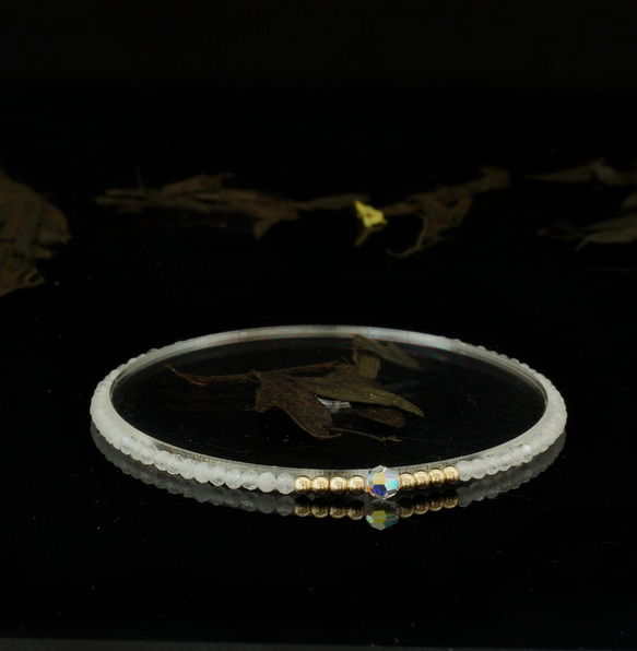 輕奢風藍月亮石14K包金 GF Swarovski 配珠水晶手鍊 ( Moonstone Bracelet ) 第1張的照片