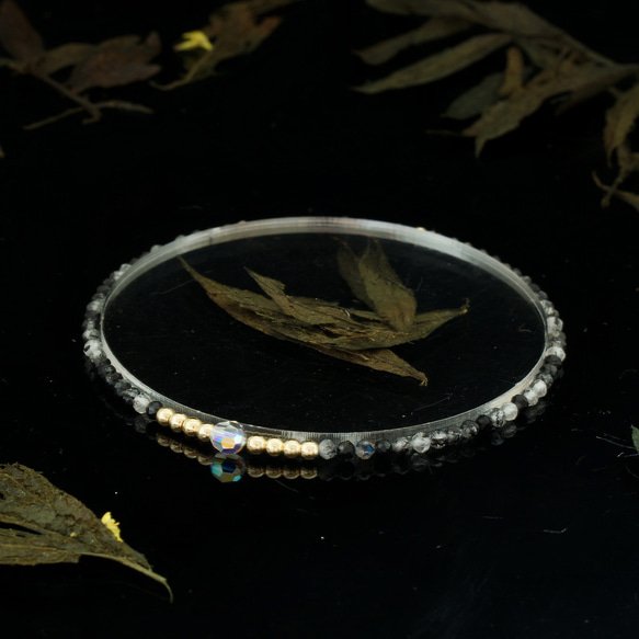 輕奢風黑髮晶14K包金 GF Swarovski 配珠水晶手鍊 第5張的照片