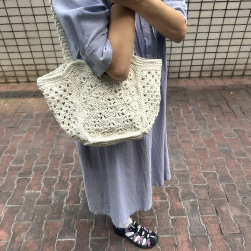 1点物♡編み物ハンドバッグ♡ピンクと白 チェック柄♡パール調♡オーダー不可です♡ ダイヤ柄ニットプルオーバー【期間限定価格】 | kawaii | axes