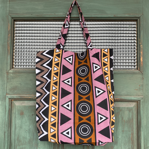 旅行にも最適☆サブバッグにもなるアフリカンバティックトートbag