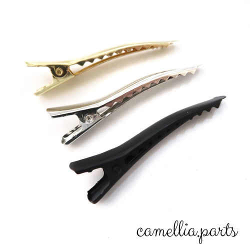 10個【45mm ヘアクリップ】【ゴールド・シルバー・ブラック】やっとこ