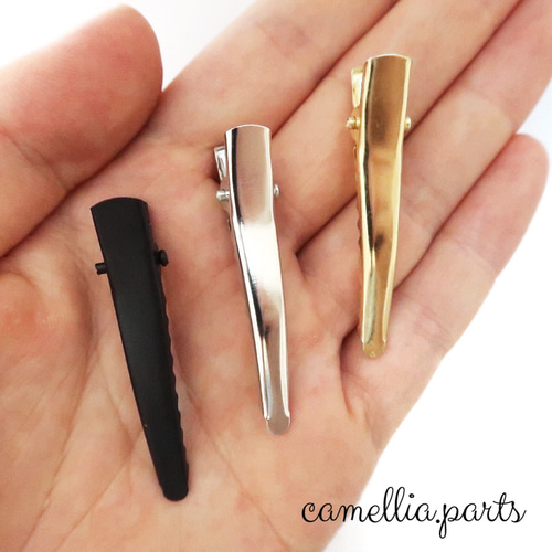 10個【45mm ヘアクリップ】【ゴールド・シルバー・ブラック】やっとこ
