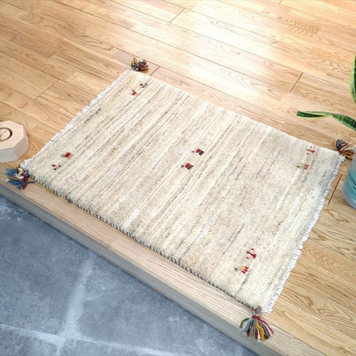 秋のキャンペーン】ペルシャ ギャッベ ベージュ 80x58cm 厚み2.27cm